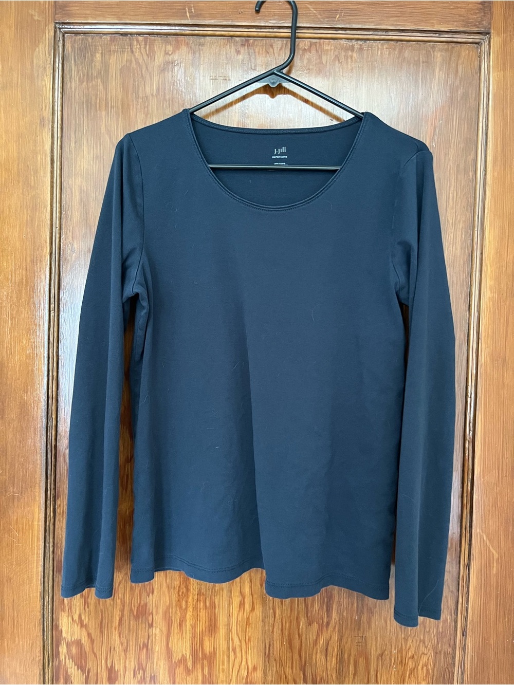 J. Jill Black Long-Sleeve Scoop Neck Top